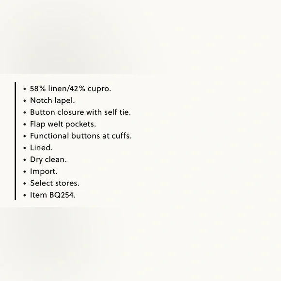 NEW / Double-breasted blazer-jacket in Chelsea linen-cupro blend / B002 - Picture 7 of 7